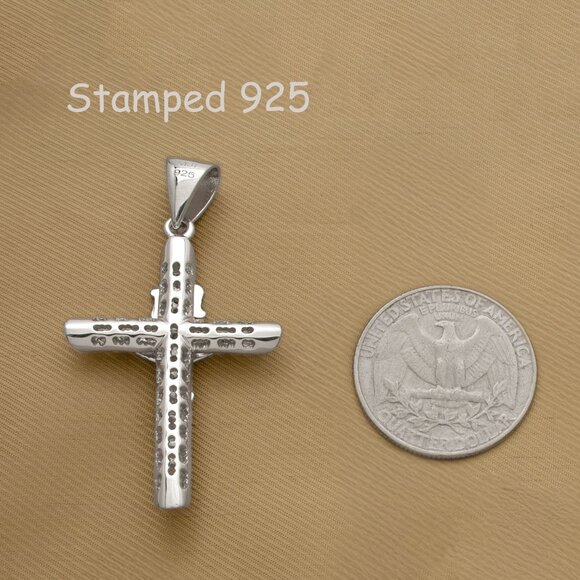 REAL Sterling Silver Thick Heavy Crucifix Cross Rope Chain Necklace, Stamped 925 - Picture 6 of 7